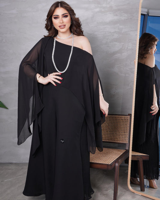 Black Chiffon Elegant Dress（delivery in 2-5 days）